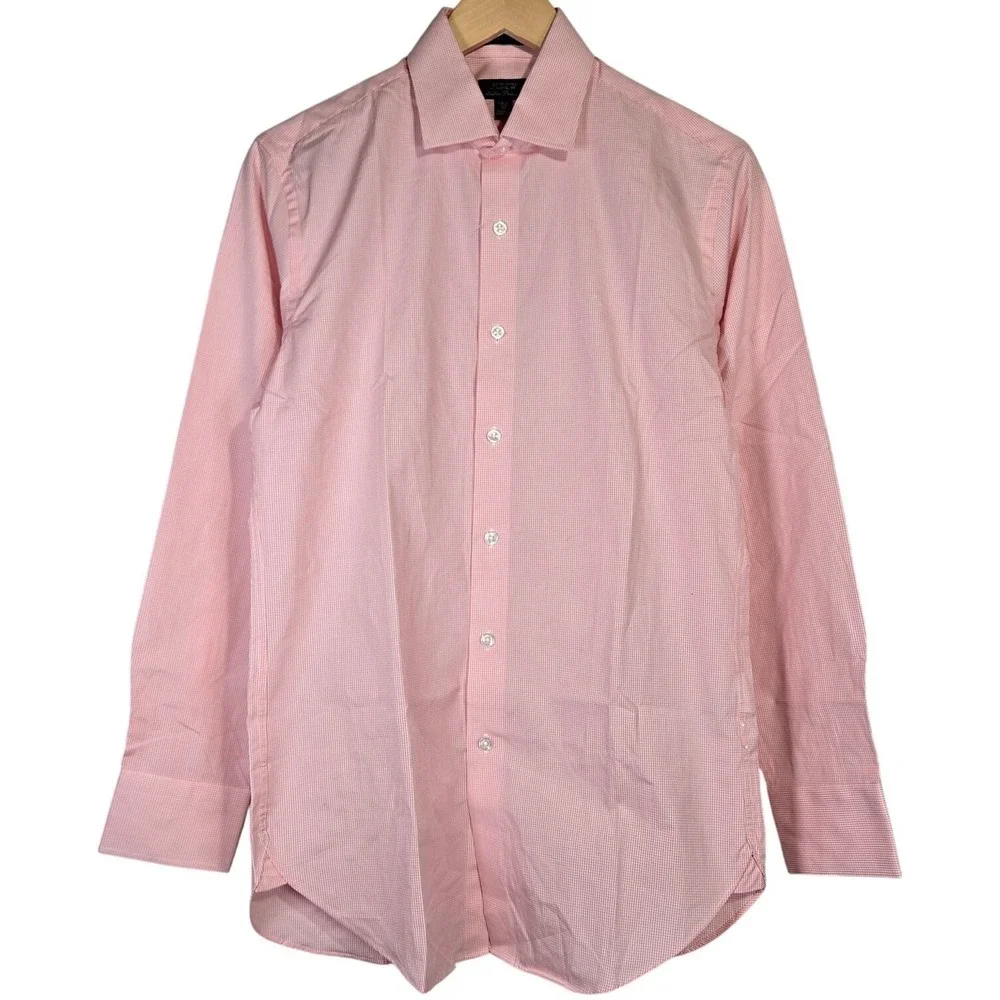 J. Crew Ludlow Premium‎ fine cotton dress shirt Rian White Pink 14h/32 NIB